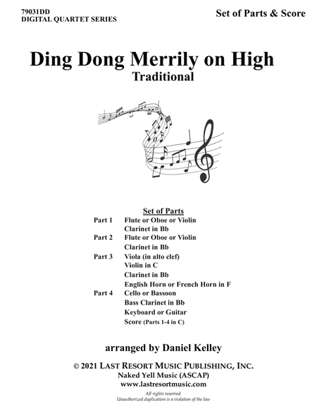 Ding Dong Merrily on High for String Quartet or Wind Quartet (Mixed Quartet, Double Reed Quartet, or