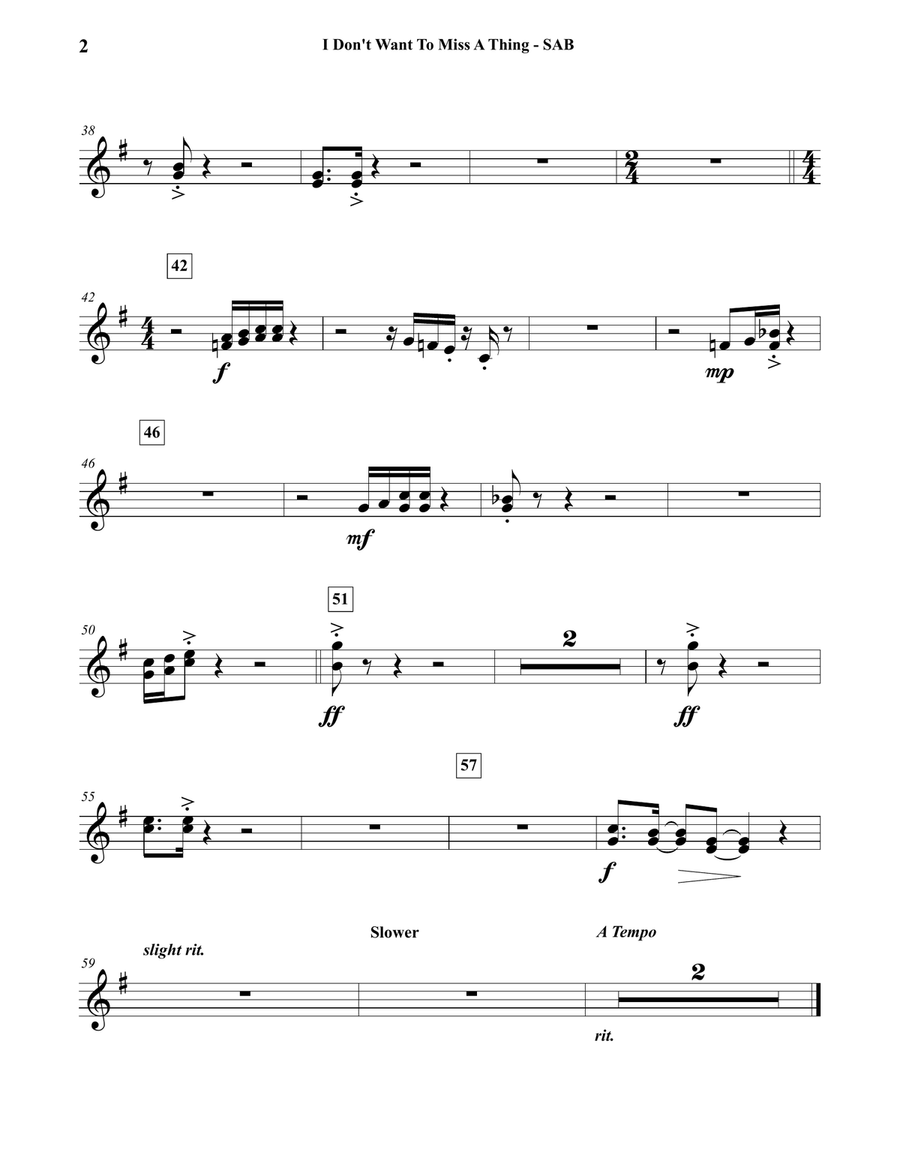 I Don't Want To Miss A Thing Concert Band scores gallery preview page 2