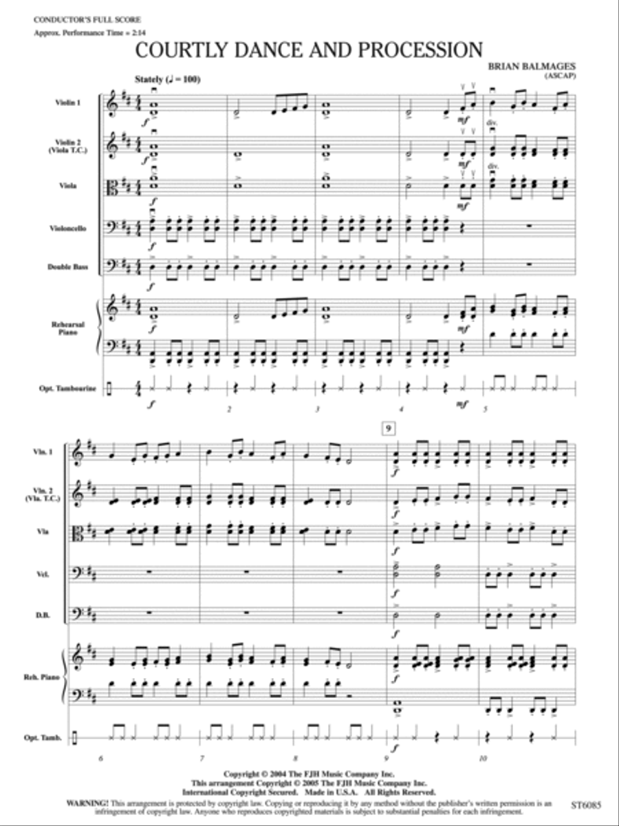 Courtly Dance and Procession: Score String Orchestra scores gallery preview page 3