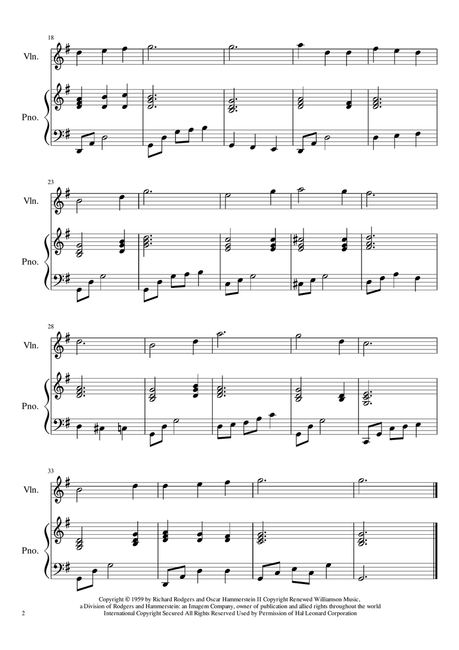 Edelweiss Violin Solo scores gallery preview page 2