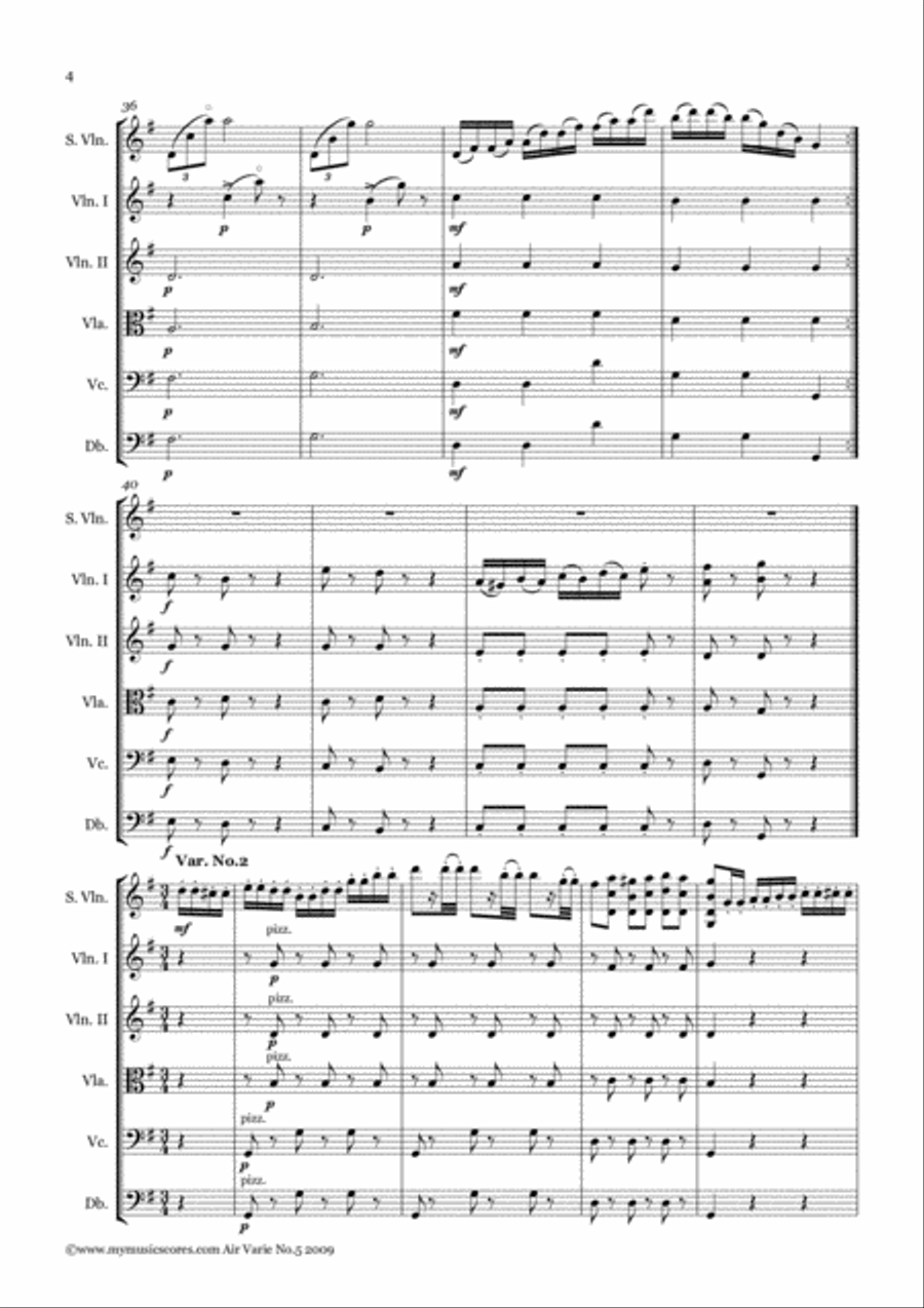 Dancla Air and Variations Op.89 No.5 String Orchestra scores gallery preview page 5