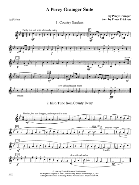 A Percy Grainger Suite: 1st F Horn