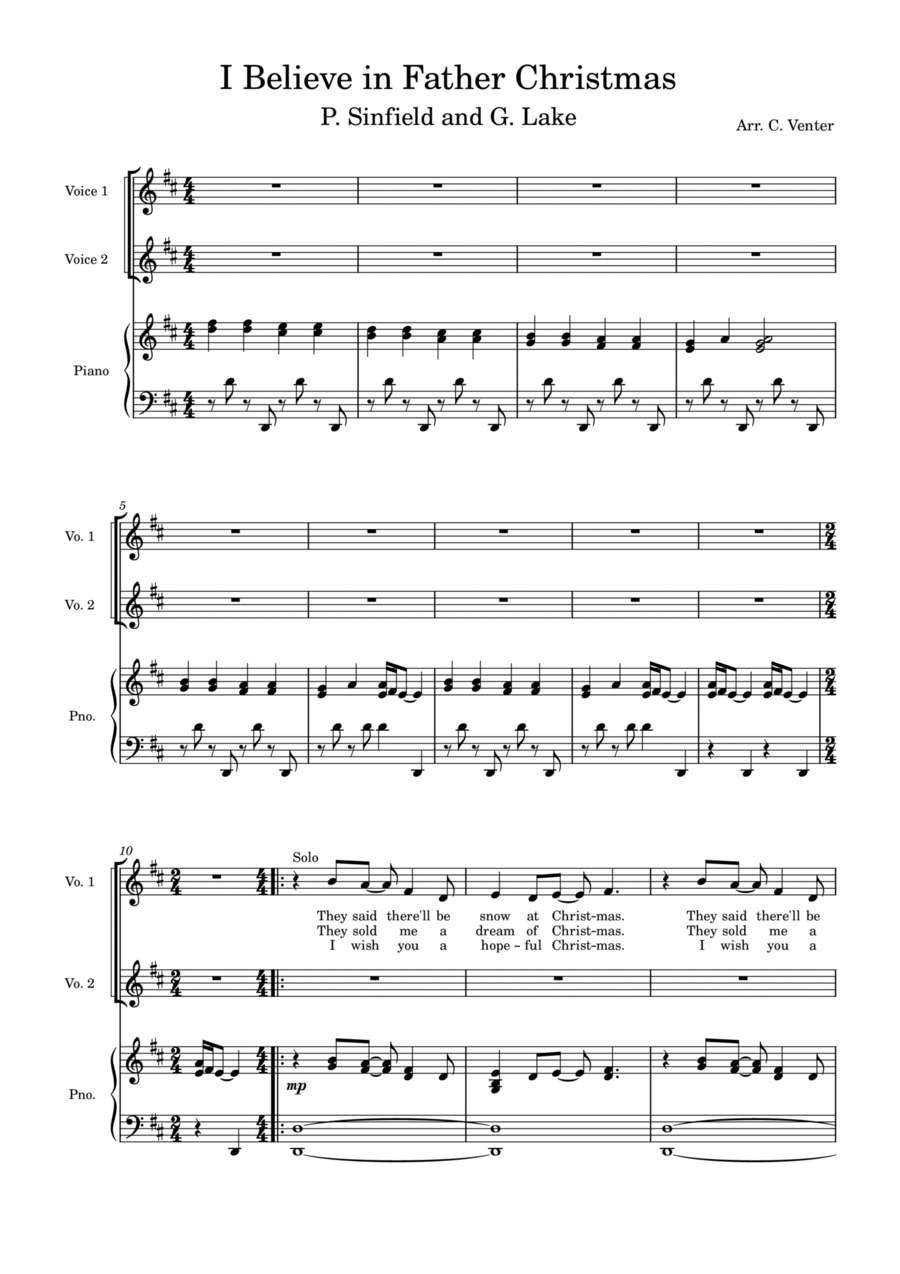 I Believe In Father Christmas SA scores gallery preview page 1