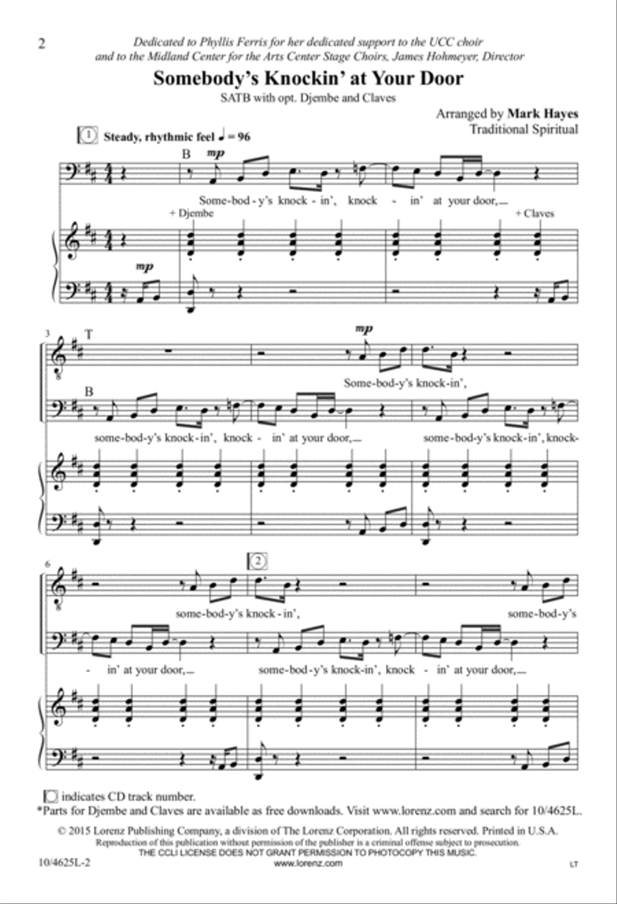 Somebody's Knockin' at Your Door 4-Part scores gallery preview page 2
