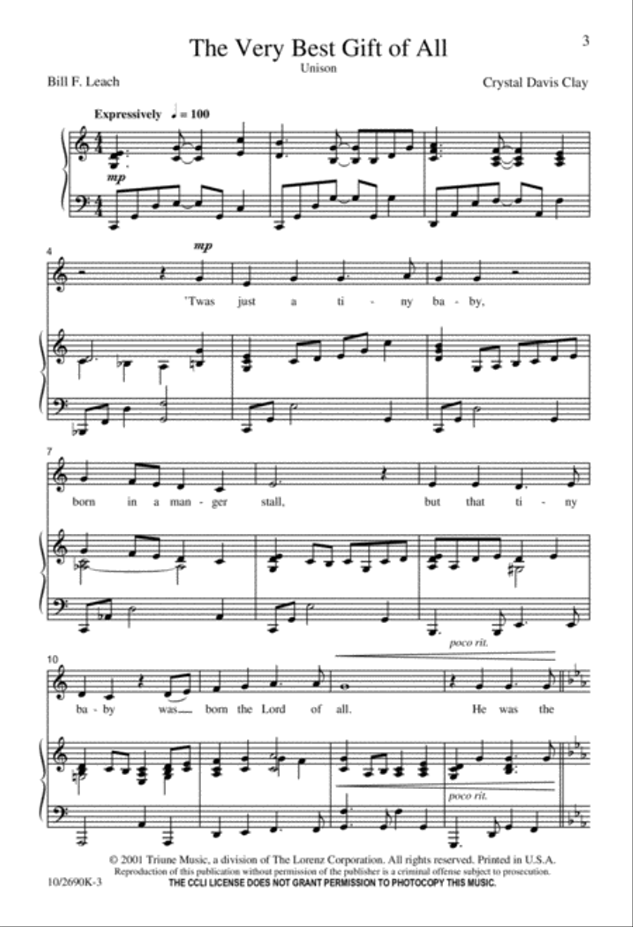 The Very Best Gift of All Unison Choir scores gallery preview page 3