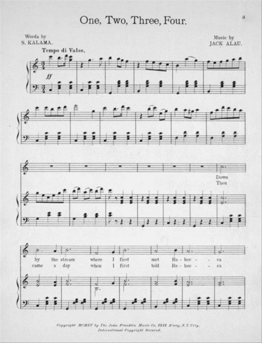 One-Two-Three-Four. (The Famous Hawaiian Song) Voice scores gallery preview page 2
