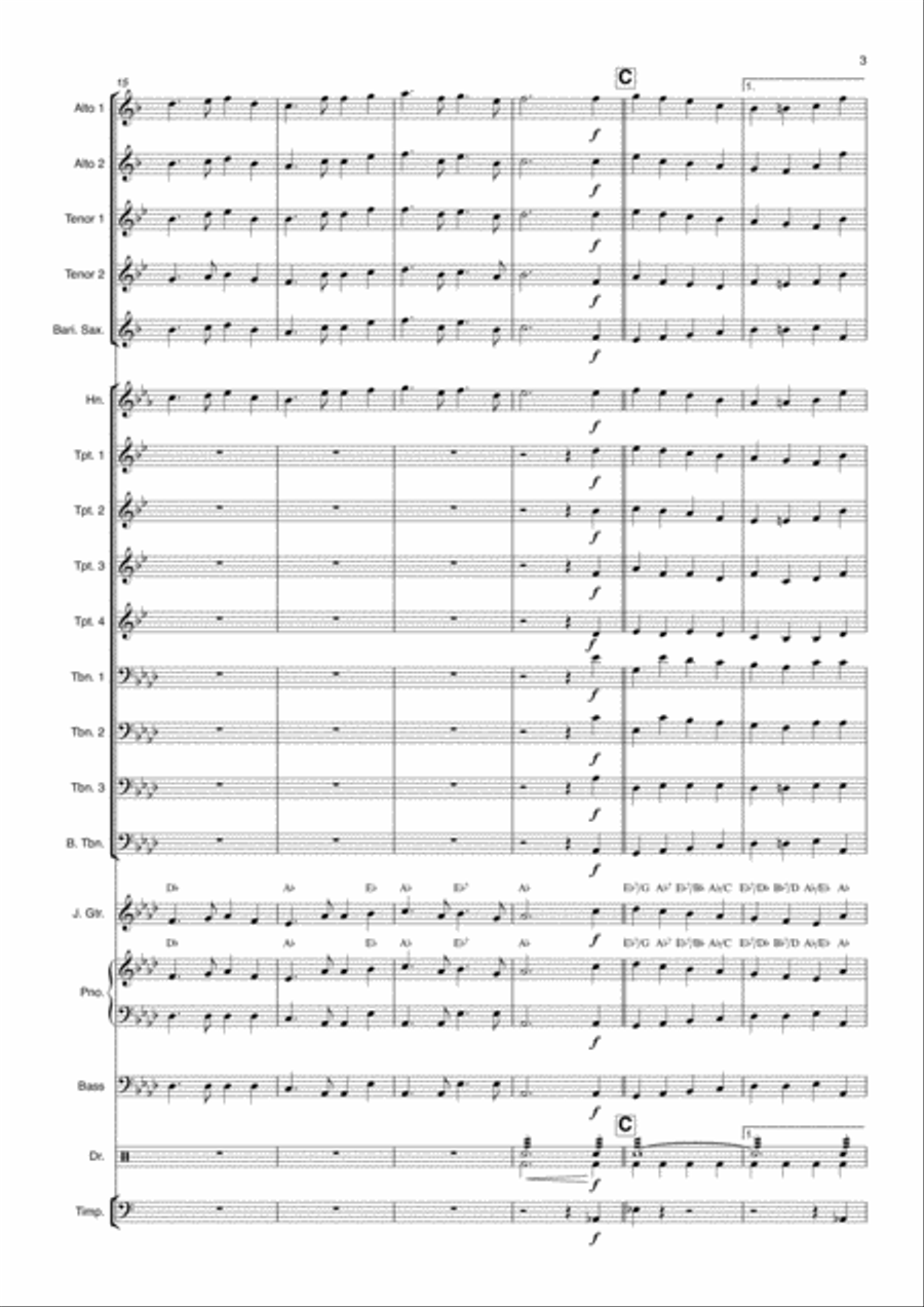 Advance Australia Fair Big Band Instrumental Jazz Ensemble scores gallery preview page 3