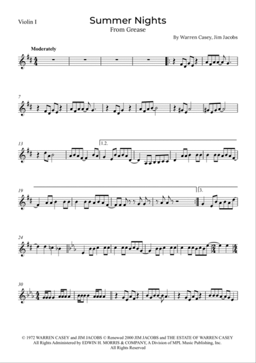 Summer Nights String Quartet scores gallery preview page 6