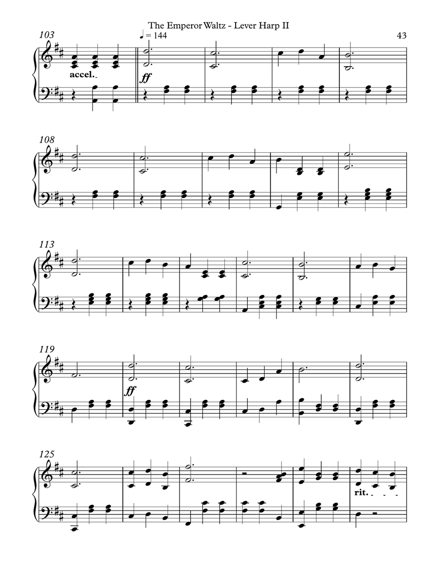 The Emperor Waltz, Lever Harp II Celtic Harp scores gallery preview page 6