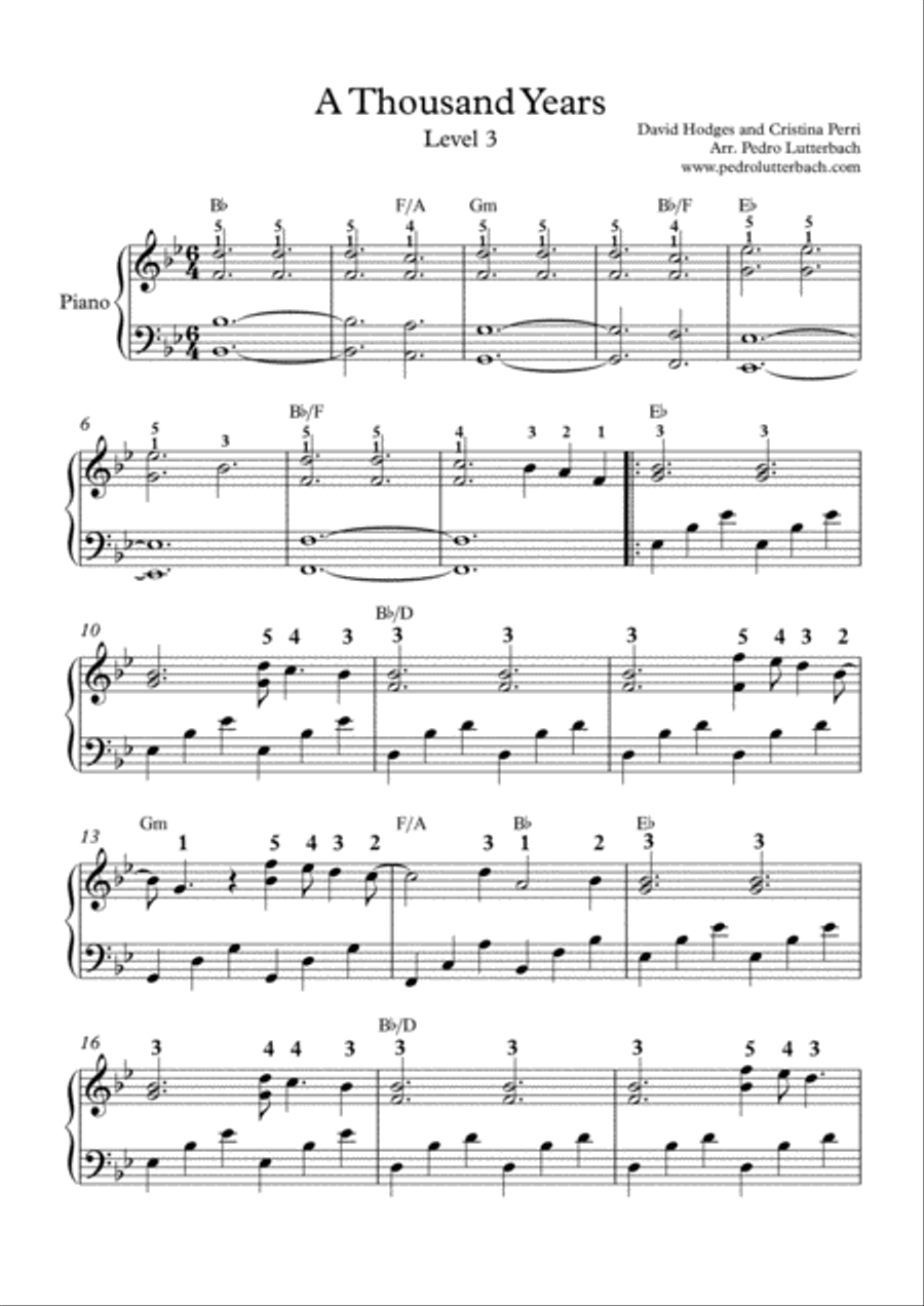 A Thousand Years A Thousand Years Piano Solo scores gallery preview page 1