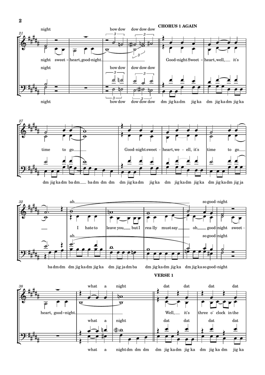 Goodnight, Sweetheart, Goodnight (goodnight, It's Time To Go) 4-Part scores gallery preview page 2