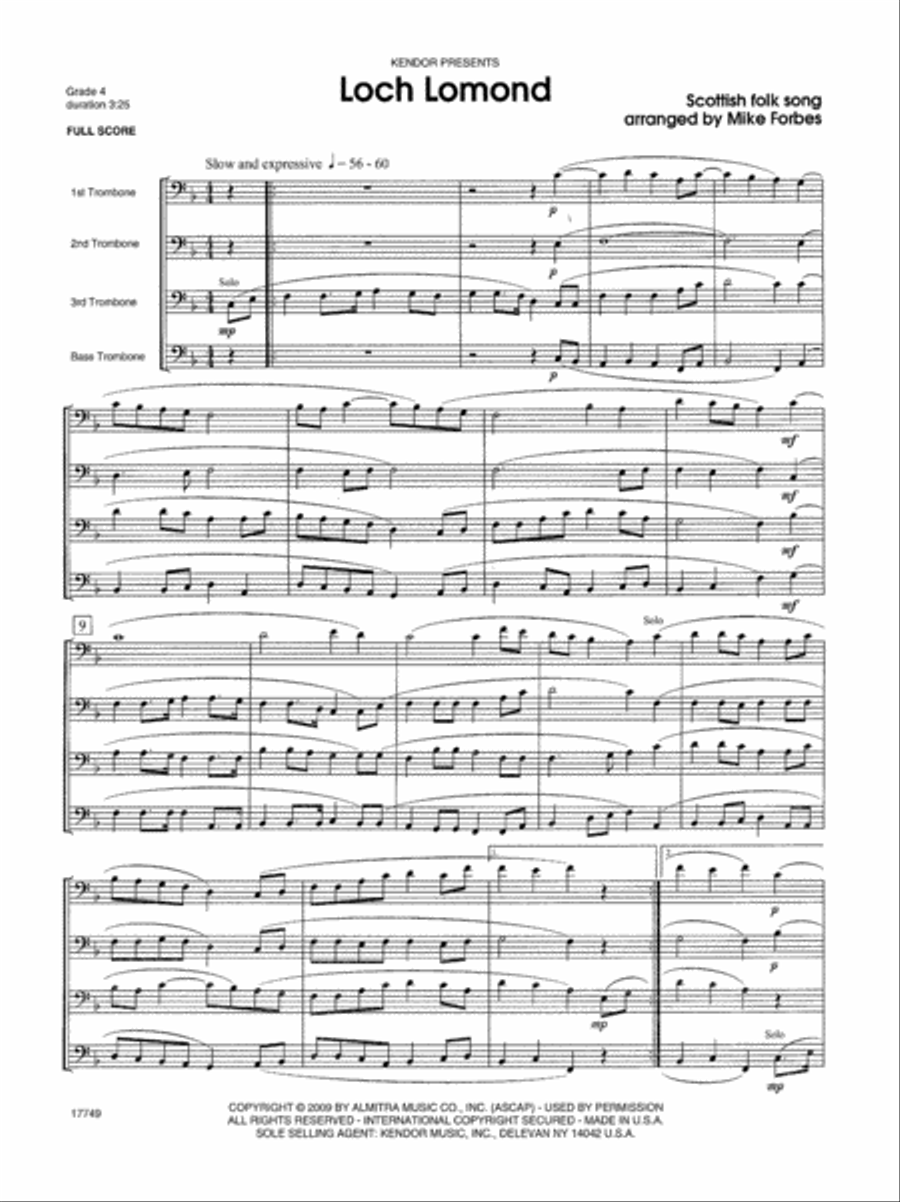 Loch Lomond Loch Lomond Trombone Quartet scores gallery preview page 2