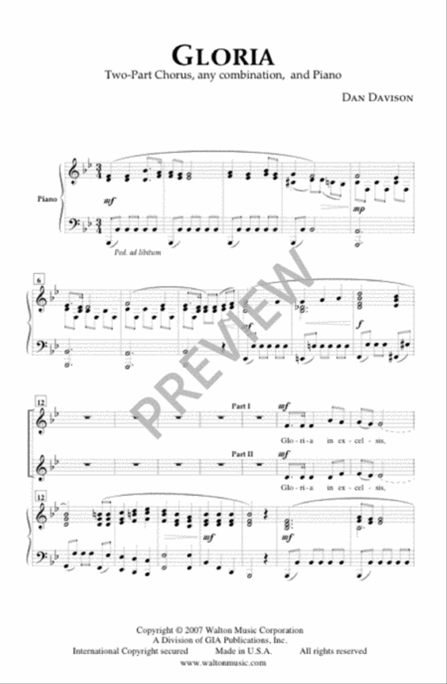 Gloria - Two-part, any combination 2-Part scores gallery preview page 2