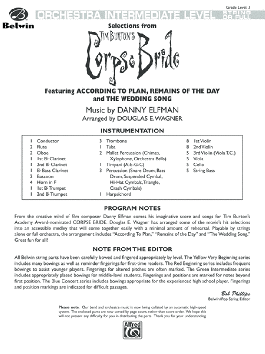 Corpse Bride, Selections from Tim Burton's: Score Full Orchestra scores gallery preview page 1