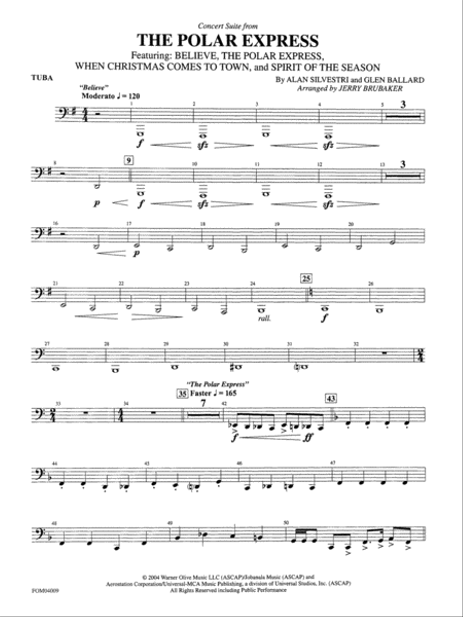 The Polar Express, Concert Suite from: Tuba Full Orchestra scores gallery preview page 1
