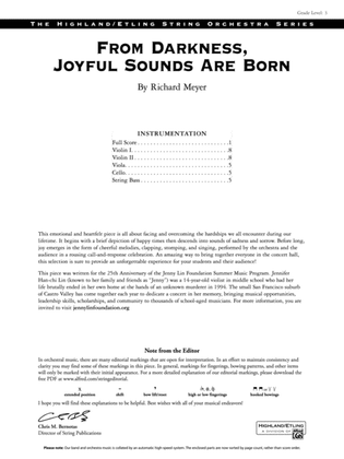Book cover for From Darkness, Joyful Sounds Are Born: Score