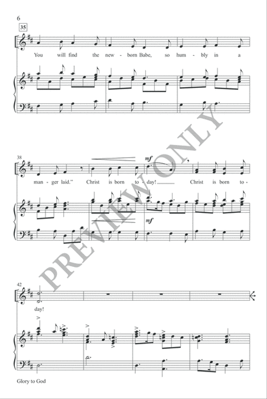 Glory to God Unison Choir scores gallery preview page 5