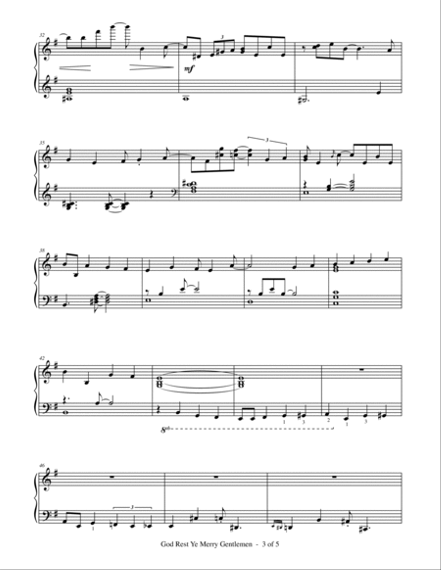 God Rest Ye Merry Gentlemen Piano Solo scores gallery preview page 3