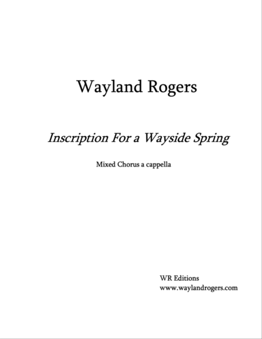 Inscription For a Wayside Spring 4-Part scores gallery preview page 1