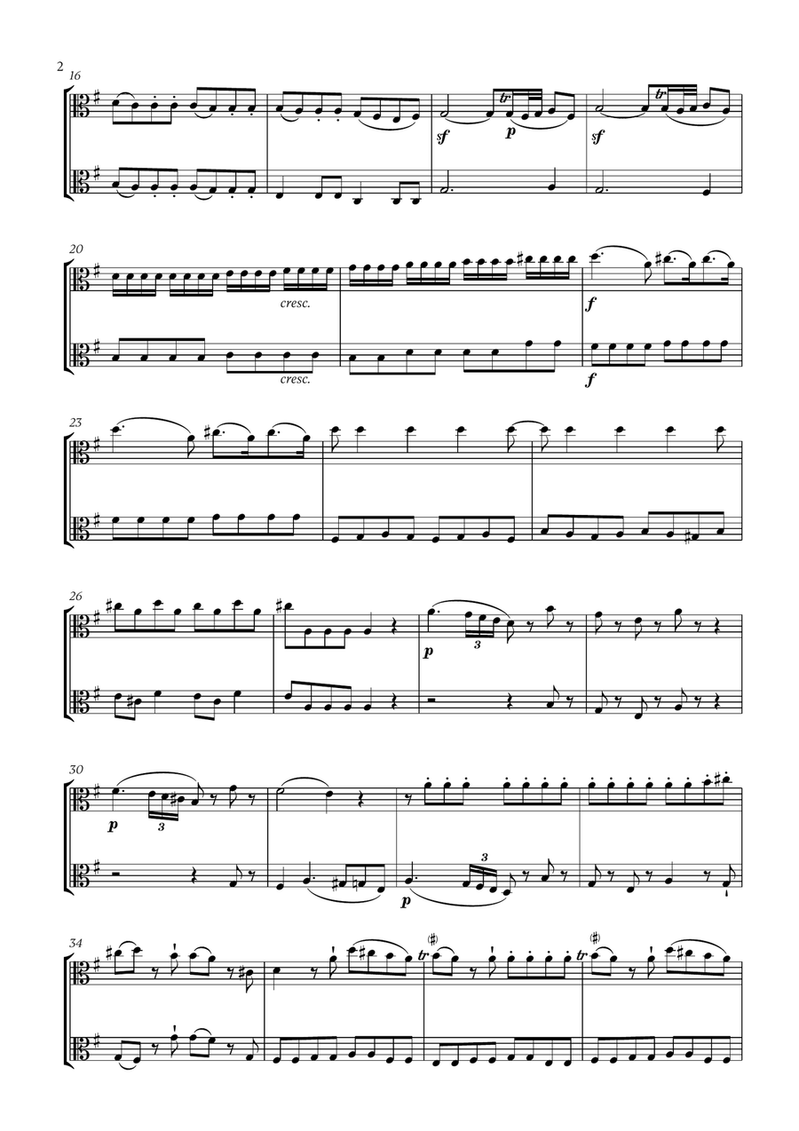 W. A. Mozart - Eine Kleine Nachtmusik (for Viola Duet) String Duet scores gallery preview page 2