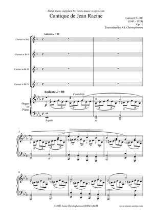 Cantique de Jean Racine - 4 Clarinets and Piano