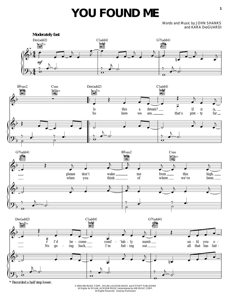 You Found Me You Found Me Piano, Vocal, Guitar scores gallery preview page 1