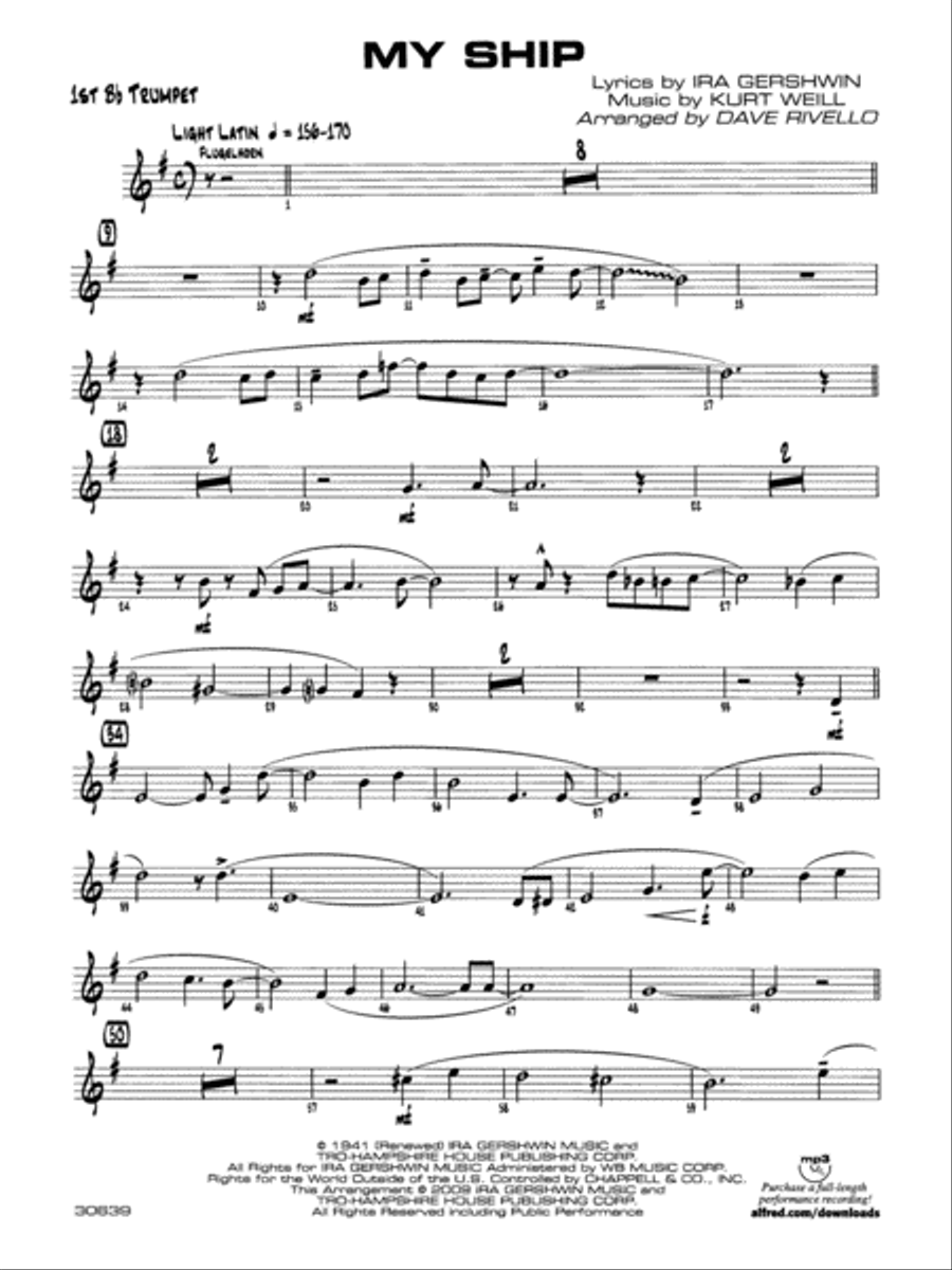 My Ship: 1st B-flat Trumpet Jazz Ensemble scores gallery preview page 1