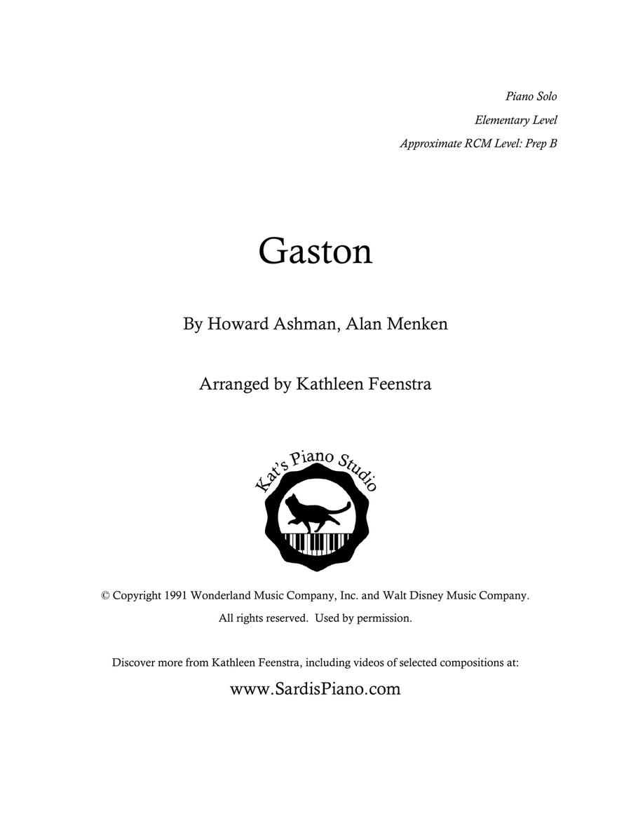 Gaston Easy Piano scores gallery preview page 1
