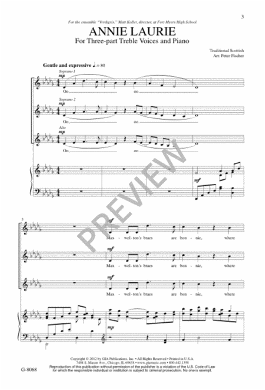 Annie Laurie 3-Part scores gallery preview page 3