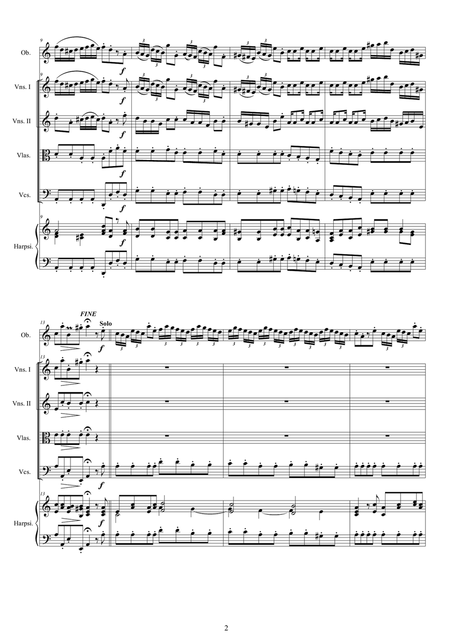 Vivaldi - Oboe Concerto in A minor RV 461 for Oboe, Strings and Continuo - Score and Parts Chamber Orchestra scores gallery preview page 2