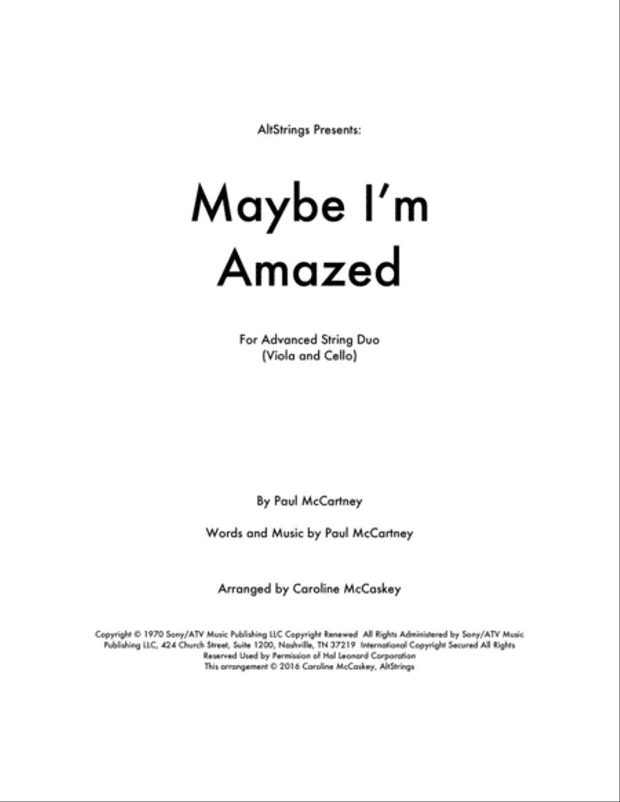 Maybe I'm Amazed String Duet scores gallery preview page 1