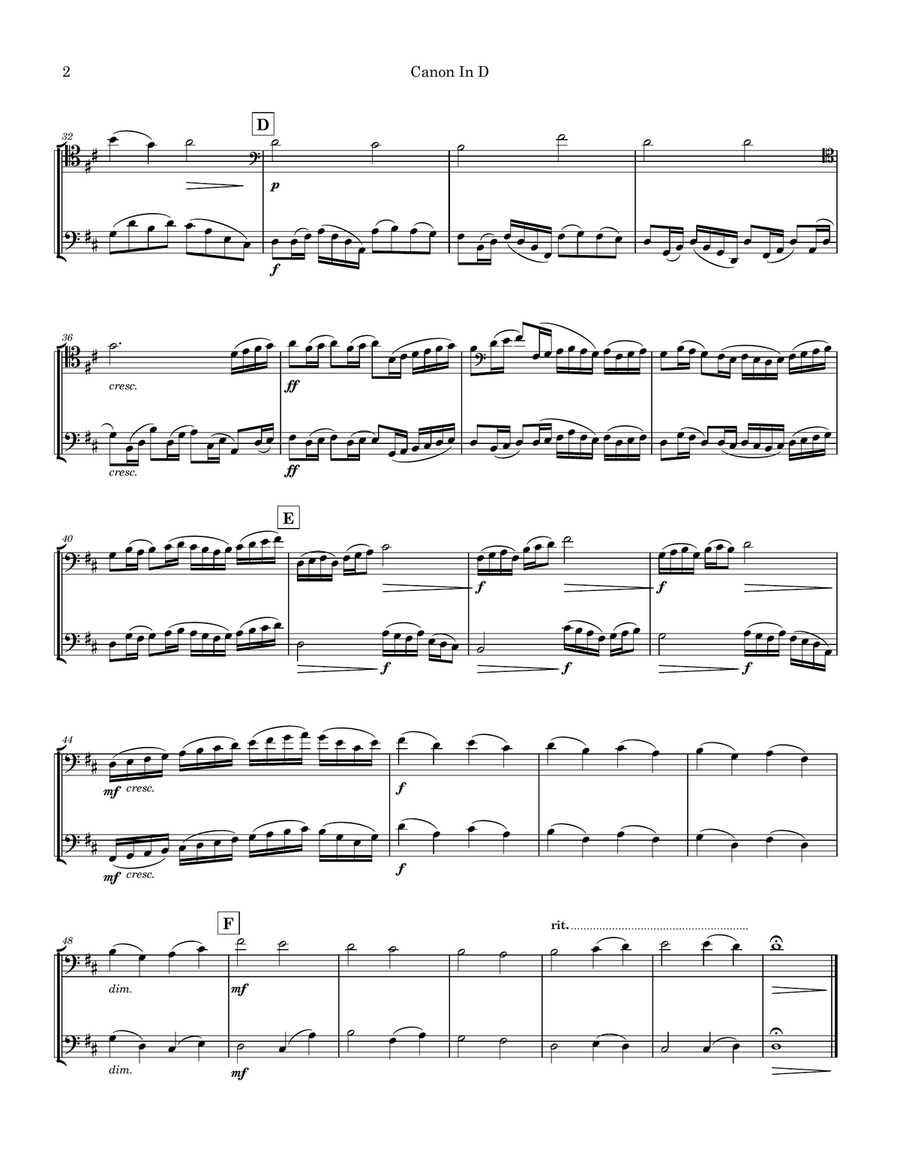 Pachelbel's Canon In D Cello Duet String Duet scores gallery preview page 3