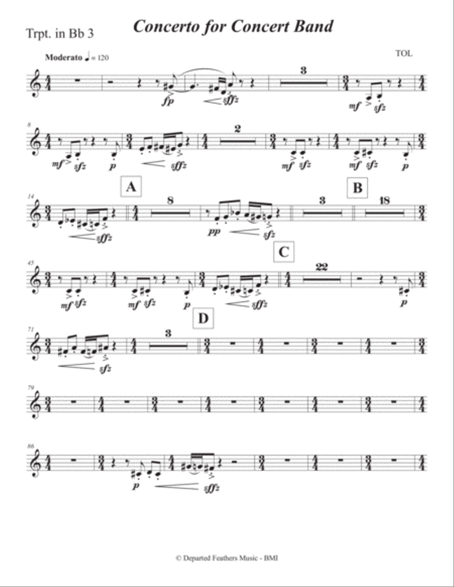 Concerto for Concert Band (2011) Trumpet 3 Concert Band scores gallery preview page 1