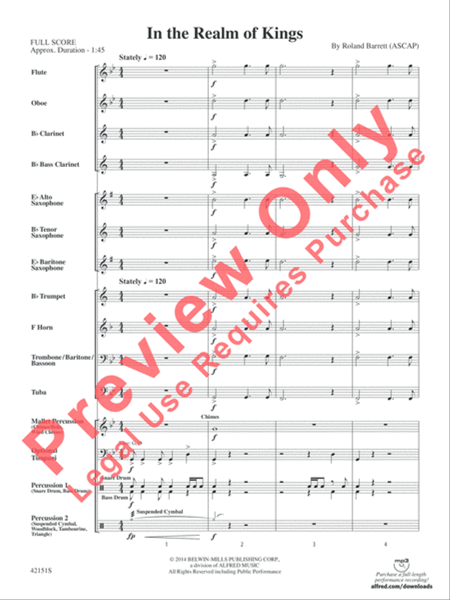 In the Realm of Kings Concert Band scores gallery preview page 3