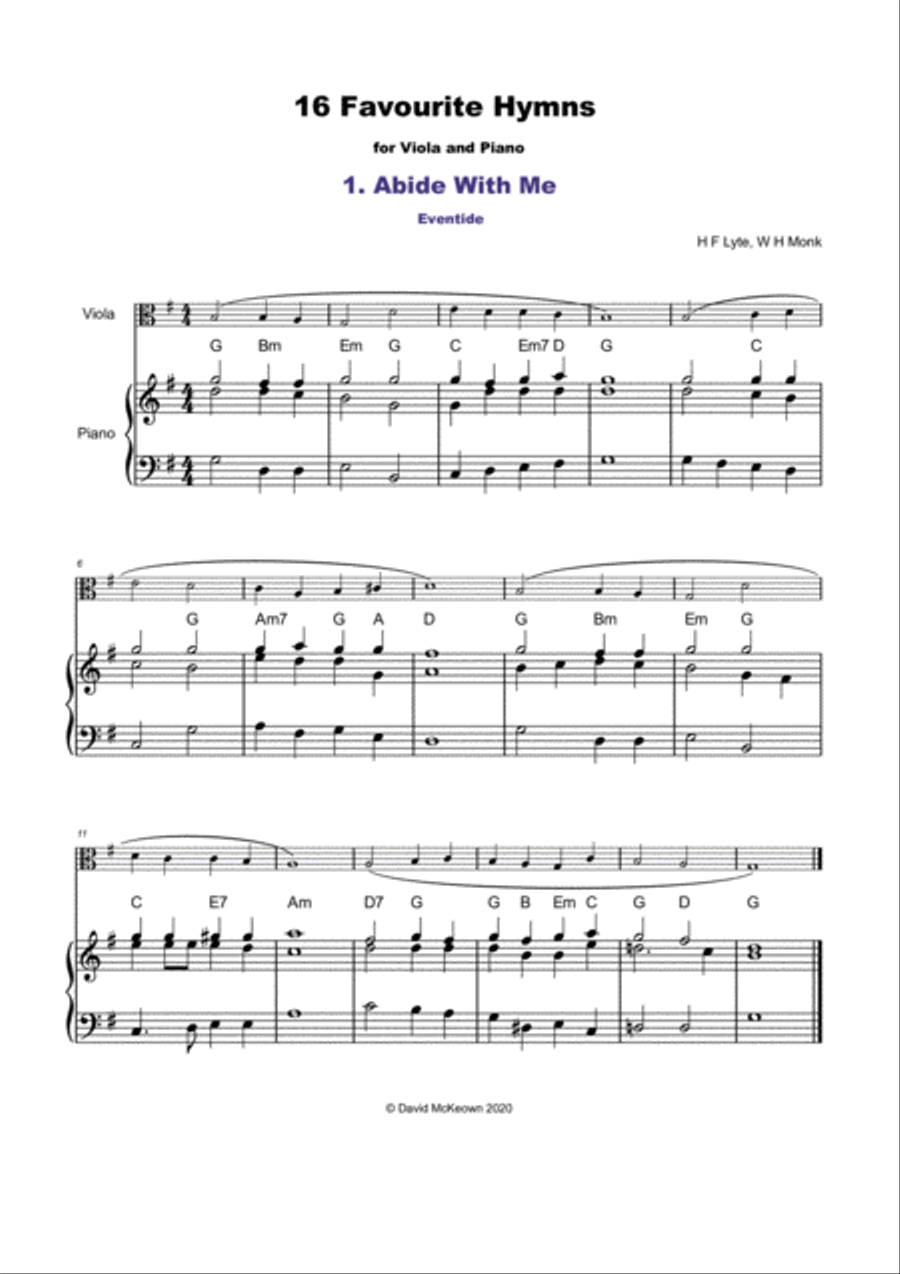 16 Favourite Hymns Vol.1 for Viola and Piano Piano scores gallery preview page 2
