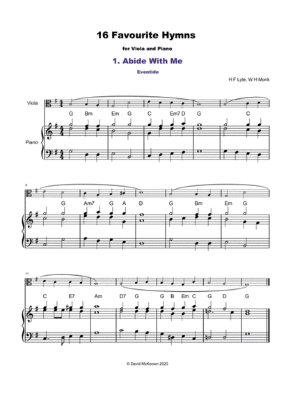 16 Favourite Hymns Vol.1 for Viola and Piano by Various Piano - Digital Sheet Music
