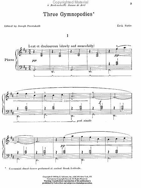 3 Gymnopédies by Erik Satie Piano Solo - Sheet Music