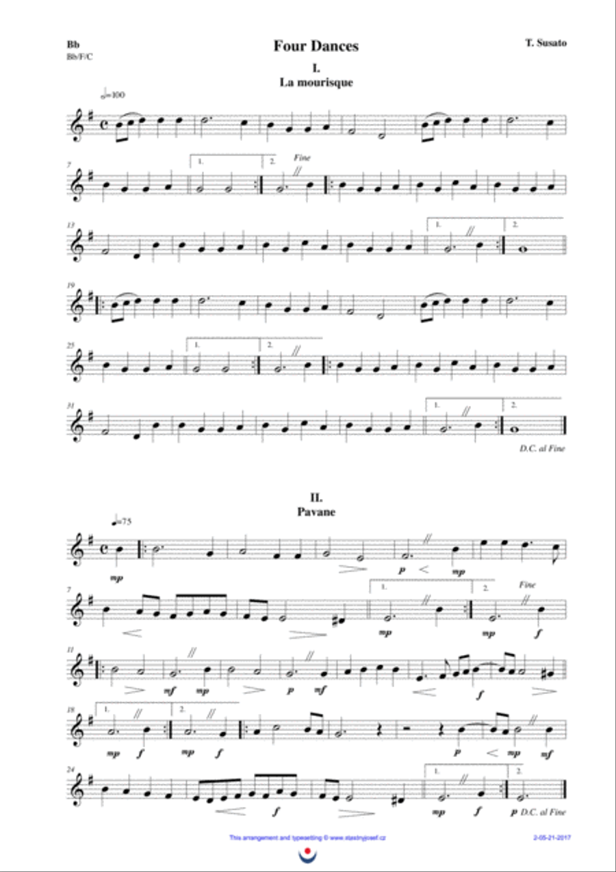 La Mourisque, Pavane, Saltarello, Rondo Brass Ensemble scores gallery preview page 3