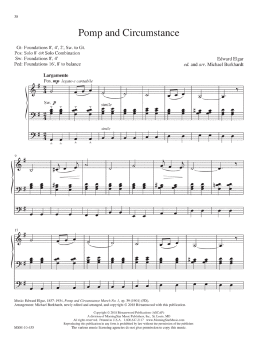 Pomp and Circumstance Organ scores gallery preview page 1