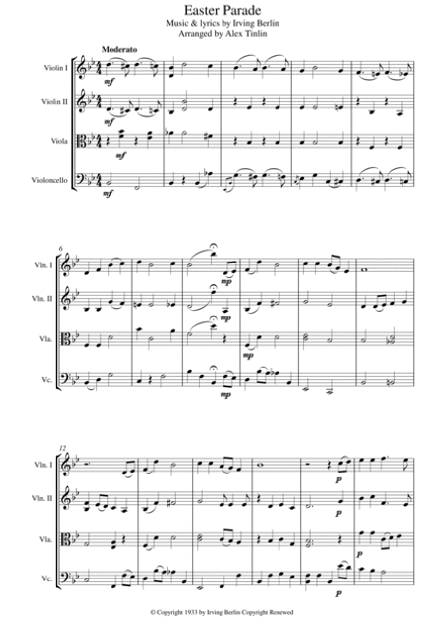 Easter Parade String Quartet scores gallery preview page 2