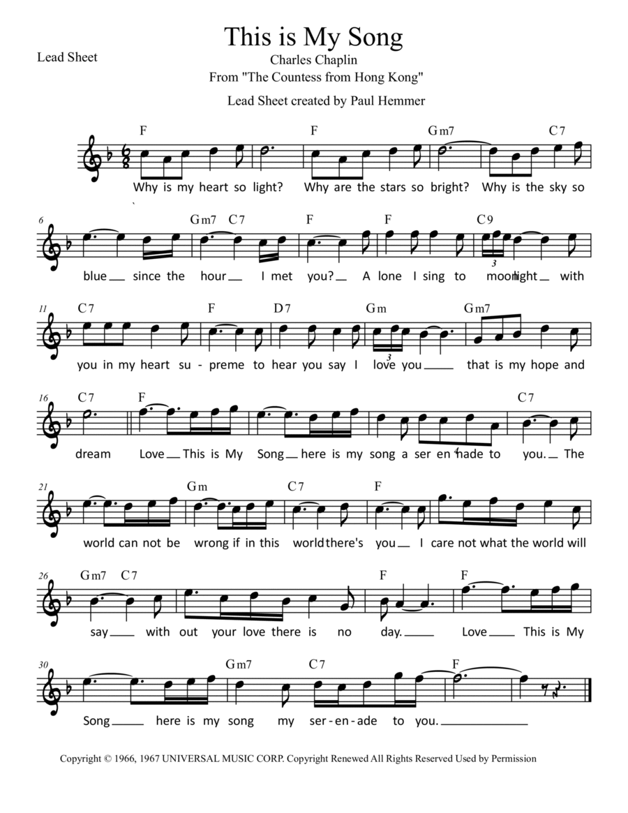 This Is My Song Piano Solo scores gallery preview page 1