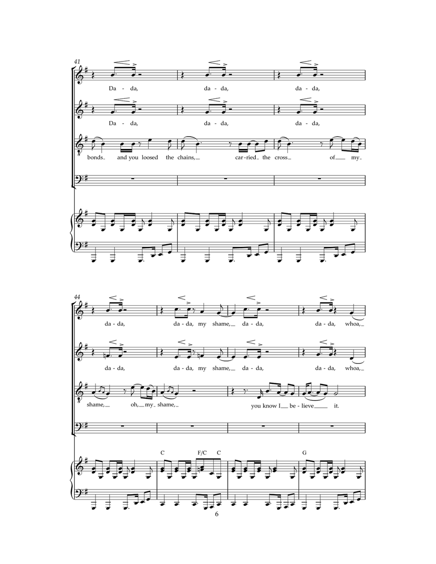 I Still Haven't Found What I'm Looking For (arr. Jeremy Birchall) 4-Part scores gallery preview page 6