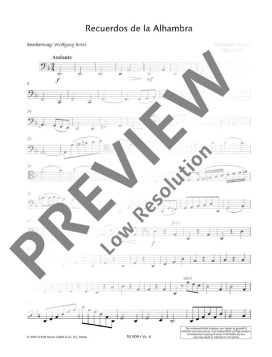 Memories of the Alhambra Cello scores gallery preview page 19