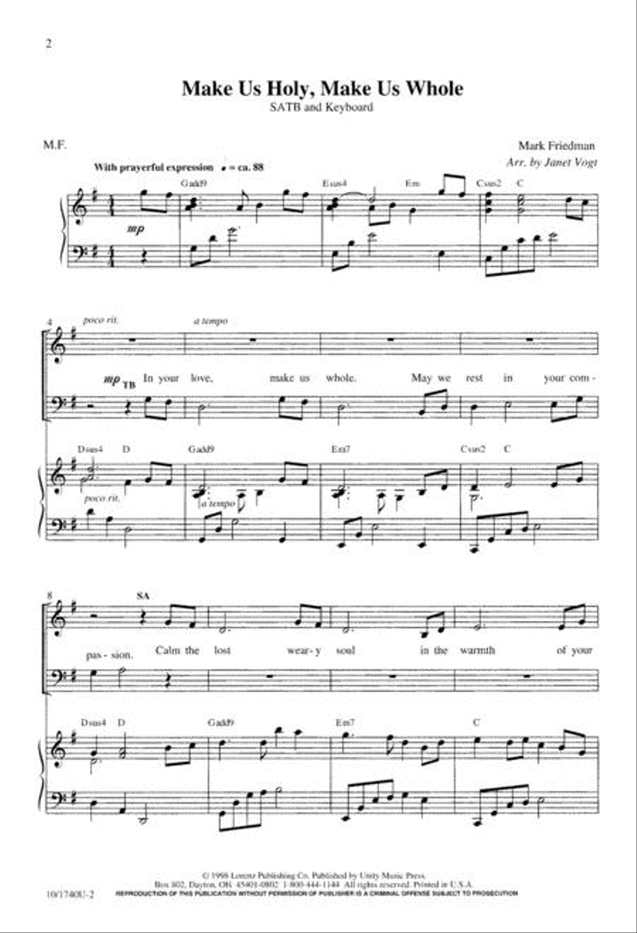 Make Us Holy, Make Us Whole 4-Part scores gallery preview page 2