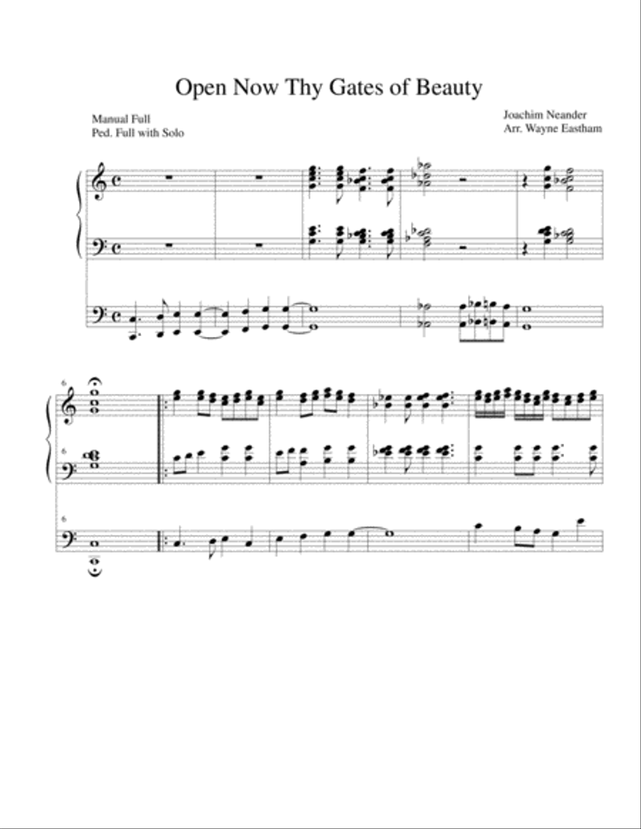Open Now Thy Gates of Beauty Organ Solo scores gallery preview page 1