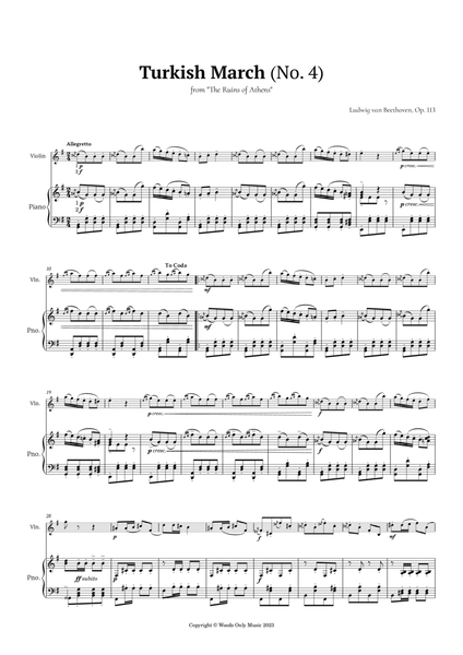 Turkish March by Beethoven for Violin and Piano image number null