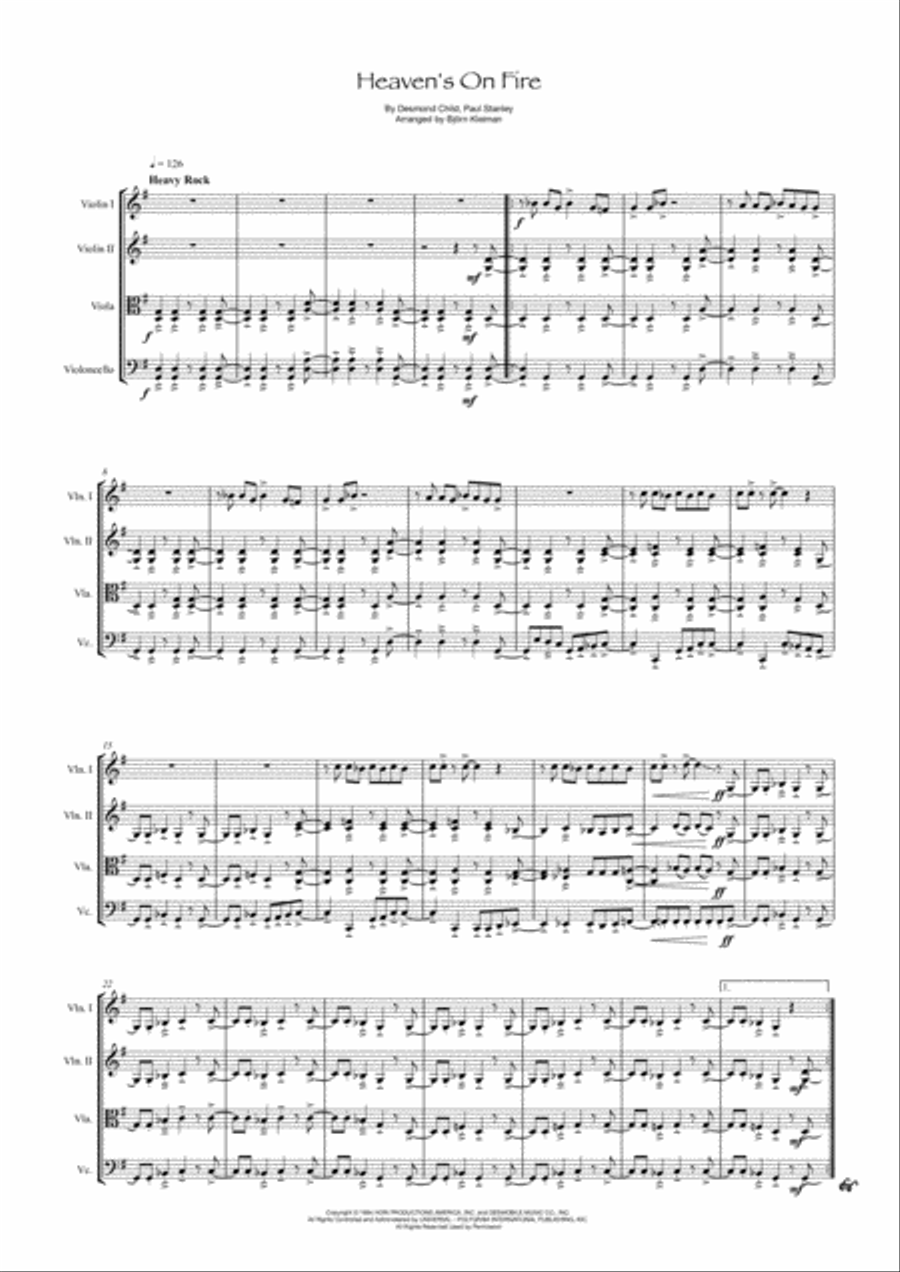 Heaven's On Fire String Quartet scores gallery preview page 1