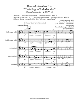 Three selections based on "Christ lag in Todesbanden" (Brass Quintet - 2 Trp, 2 Hrn, 1 Trb)