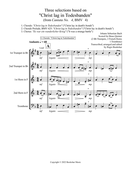 Three selections based on "Christ lag in Todesbanden" (Brass Quintet - 2 Trp, 2 Hrn, 1 Trb)