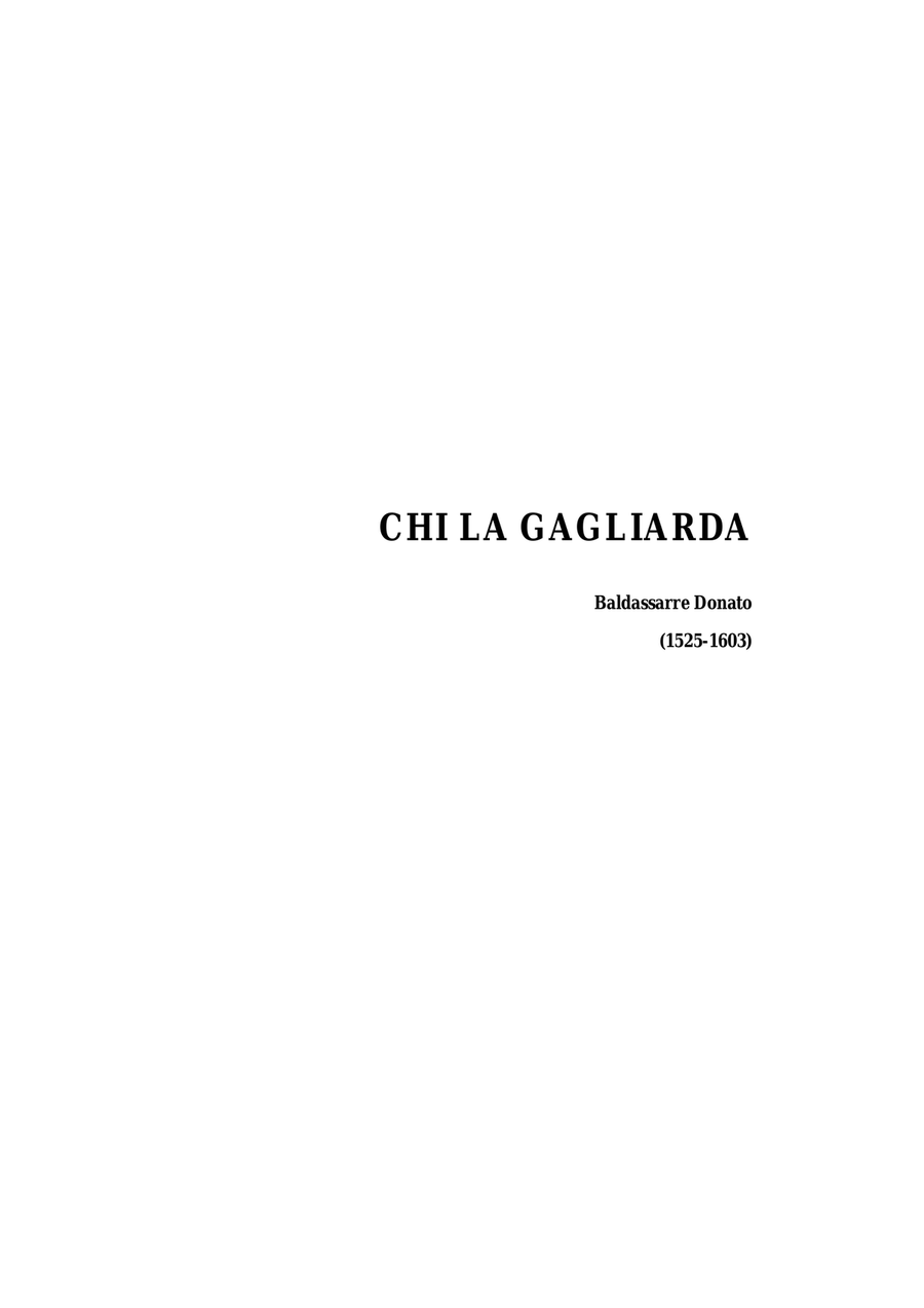 CHI LA GAGLIARDA, DONNE VO IMPARARE - B. Donato - For SATB Choir 4-Part scores gallery preview page 1